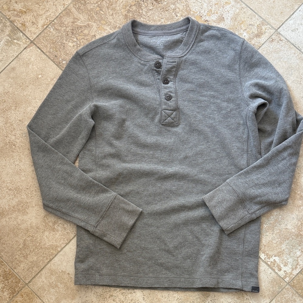 Mens Eddie Bauer Gray thermal Henley size small
